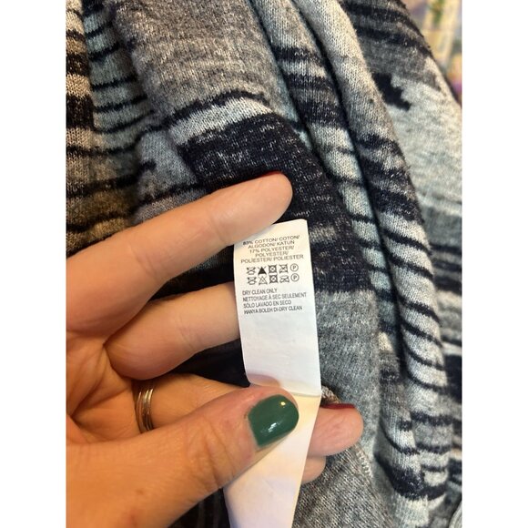 LUCKY BRAND Aztec Drape Open Front Cardigan Sweater Black & Gray Knit Sz M - Picture 11 of 11